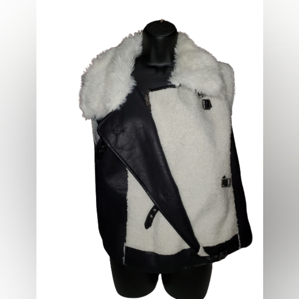 Yest Reversible Faux Leather and Sheepskin Vest
